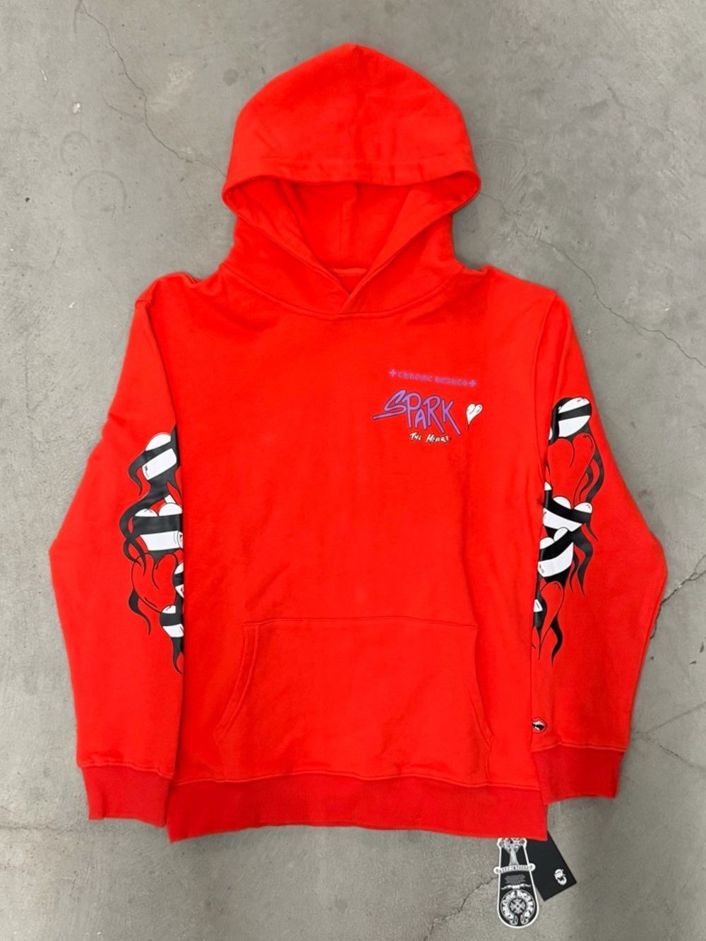 Chrome Hearts Red & Black Big Logo Pullover Hoodie Men's Size Medium